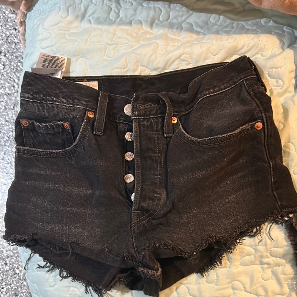 Signature by Levi Strauss Black Jean Shorts High-Waisted Cut-Off